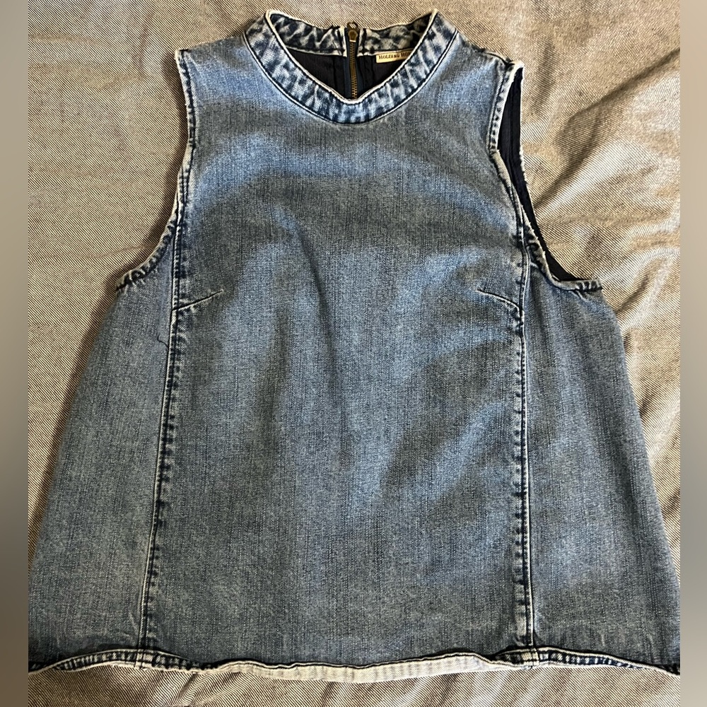 Anthropologie Denim tank top with zip closure.
